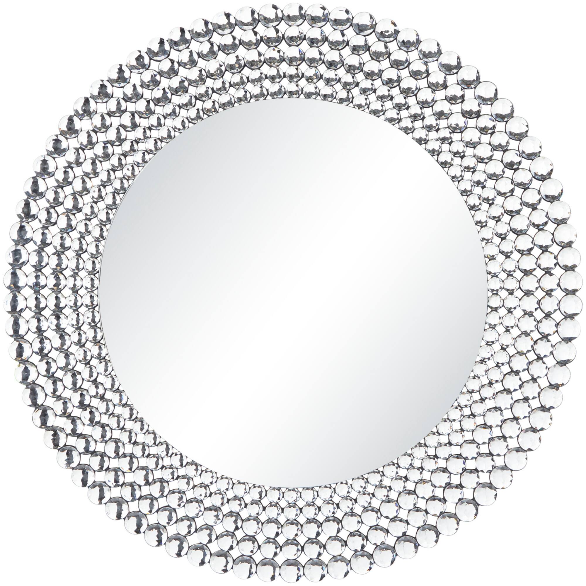 Silver Glass Starburst Wall Mirror with Crystal Embellishment 36" x 1" x 36"